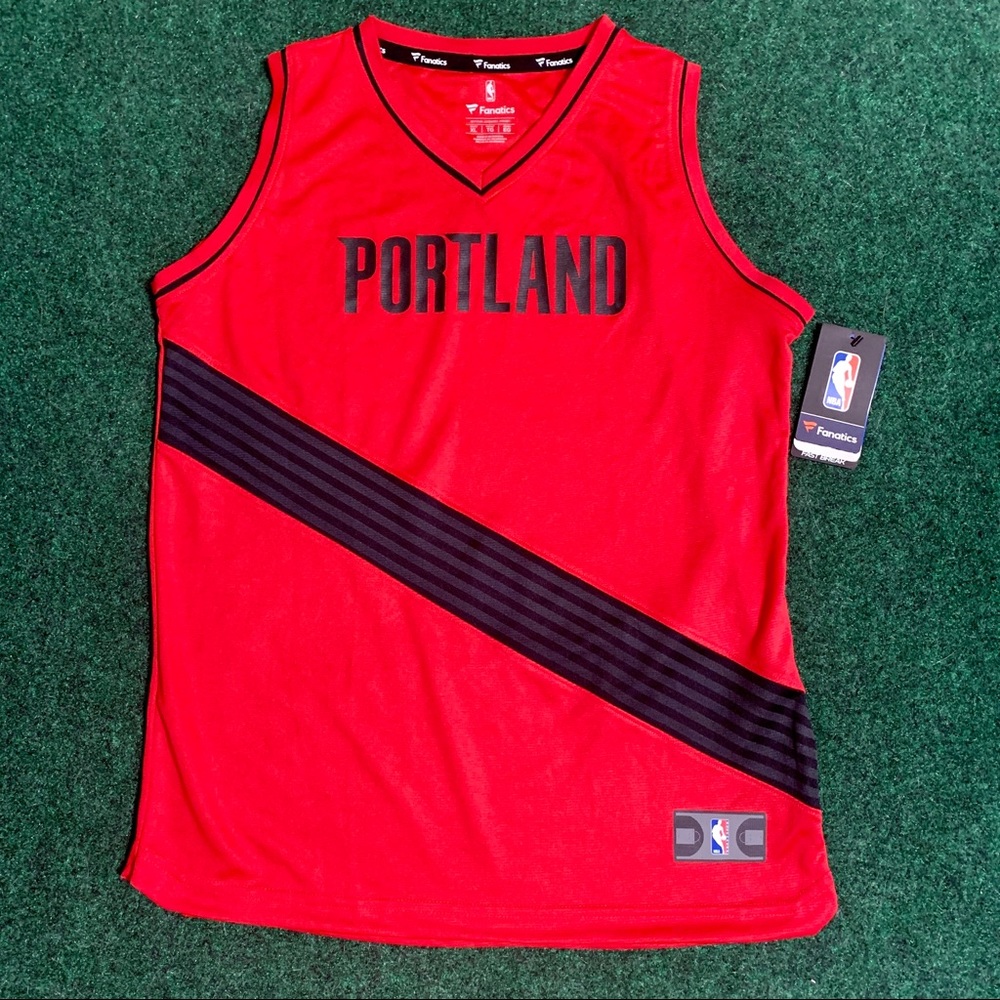 Portland Trailblazers Youth Red Black Fanatics NBA Jersey New With Tags